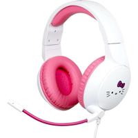 Konix bedrade circumaurale gamingheadset - Compatibel met pc, PS5, Switch 2 en Xbox - Hello Kitty-design - Microfoon - 1,5 m kabel - Wit en roze