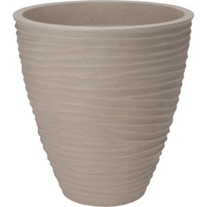 Plantenpot/bloempot Dunes - Tuin - stevig kunststof - zand/beige - D40 x H42 cm