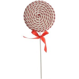 Kersthanger - lolly - snoepgoed - wit met rood - 36 cm   -