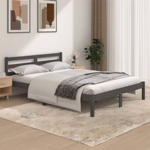 Bedframe massief grenenhout grijs 135x190 cm 4FT6 Double