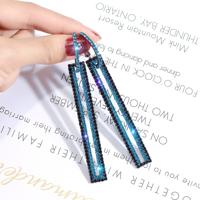 Mode lang geometrische Drop Oorbellen luxe gouden zilveren kleur rechthoek Rhinestone Earring(Blue)