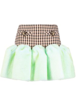 AREA Mini-rok met afwerking van imitatiebont - Bruin