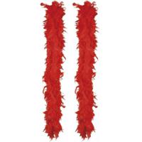 Carnaval verkleed boa met veren - 2x - rood - 180 cm - 80 gram - Glitter and Glamour