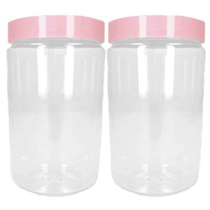 Voorraadpot/bewaarpot - 2x - 800 ml - kunststof - oud roze - B10 x H15 cm