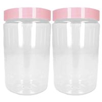 Voorraadpot/bewaarpot - 2x - 800 ml - kunststof - oud roze - B10 x H15 cm