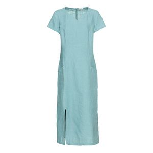 Linnen maxi jurk, waterblauw Maat: 50