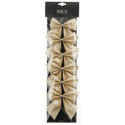 Decoratie strikken - 6x st - champagne - 10 x 12 cm - bruiloft/feestartikelen - versiering