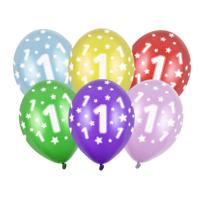 6x stuks verjaardag ballonnen 1 jaar thema met sterretjes