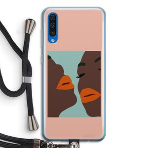 Orange lips: Samsung Galaxy A50 Transparant Hoesje met koord