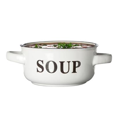 Soepkommen Classic - wit - 1x stuks - 14 x 7 cm - keramiek - soepkommetjes - 470 ml