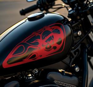 Schedel in vuur motor sticker