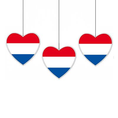 Hangdecoratie hartje van landen vlag Nederland - 5x stuks - H14 cm - EK/WK - versiering - papier Hangdecoratie hartje van landen vlag Nederland - 5x stuks - H14 cm - EK/WK - versiering - papier