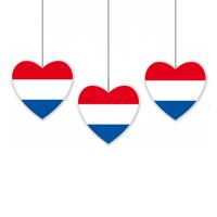 Hangdecoratie hartje van landen vlag Nederland - 5x stuks - H14 cm - EK/WK - versiering - papier