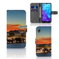Huawei Y5 (2019) | Telefoonhoesje | Met pasjeshouder | Olifanten