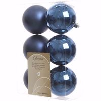 Mystic Christmas kerstboom decoratie kerstballen blauw 6 stuks   - - thumbnail