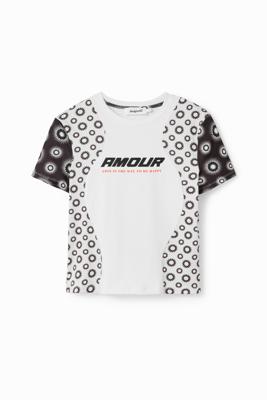 T-shirt met patch met geometrische vormen - WHITE - M