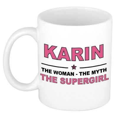 Karin cadeau mok - Woman Myth Supergirl - naam koffiemok - 300 ml - collega - moederdag Karin cadeau mok - Woman Myth Supergirl - naam koffiemok - 300 ml - collega - moederdag