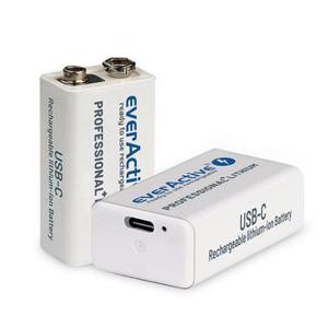 EverActive Professional+ Lithium USB-C oplaadbare 9V batterij - 550mAh