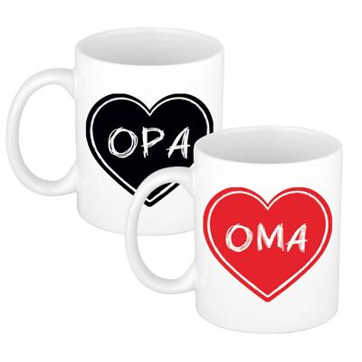 Liefste opa / oma verjaardag cadeau koffiemokken - zwart/rood - 300 ml - vaderdag / moederdag Liefste opa / oma verjaardag cadeau koffiemokken - zwart/rood - 300 ml - vaderdag / moederdag