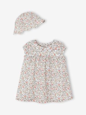 Set jurk en hoed newborn ecru