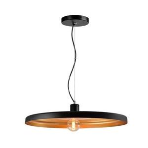 QUVIO Hanglamp rond zwart met gouden binnenkant -