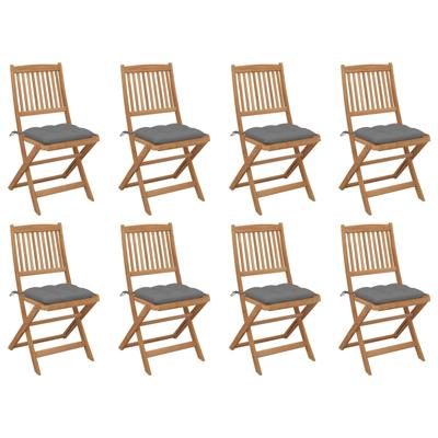 Tuinstoelen 8 st inklapbaar met kussens massief acaciahout