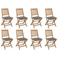 Tuinstoelen 8 st inklapbaar met kussens massief acaciahout