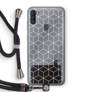 Zwart-witte kubussen: Samsung Galaxy A11 Transparant Hoesje met koord
