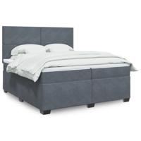 Boxspring met matras fluweel donkergrijs 200x200 cm