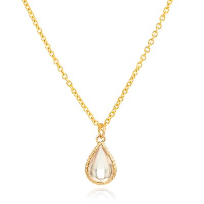 Verstelbare Ketting met Transparant en Goudkleurige Waterdruppel Hanger Verstelbare Ketting met Transparant en Goudkleurige Waterdruppel Hanger