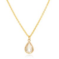 Verstelbare Ketting met Transparant en Goudkleurige Waterdruppel Hanger - thumbnail