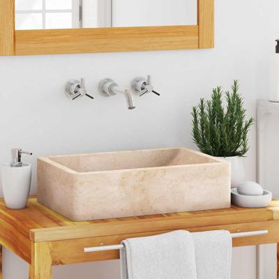 VidaXL Gootsteen 45x30x12 cm marmer hoogglans crèmekleurig