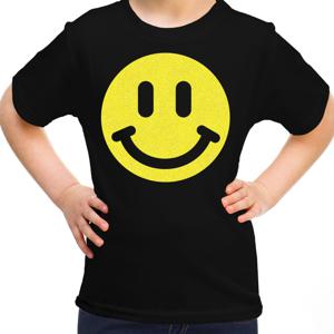 Verkleed T-shirt voor meisjes - smiley - zwart - carnaval - feestkleding voor kinderen