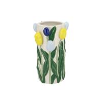 DK Design Bloemenvaas Tulipa - blauw/geel - D14 x H23 cm - tulpen vaas DK Design Bloemenvaas Tulipa - blauw/geel - D14 x H23 cm - tulpen vaas