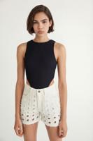 Getextureerde slim fit body - BLACK - L