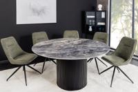 Ronde eettafel UNIQUE 120cm zwart keramiek met onderstel - 46382