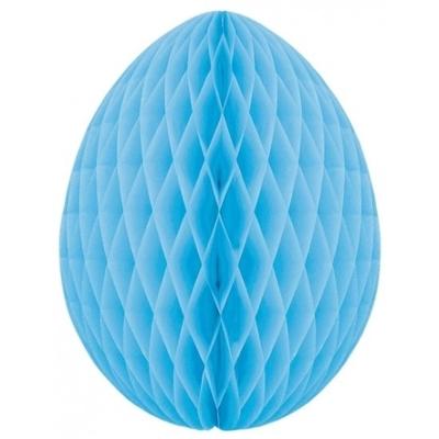 Paas decoratie ei van papier - lichtblauw - 30 cm - brandvertragend crepepapier - Pasen