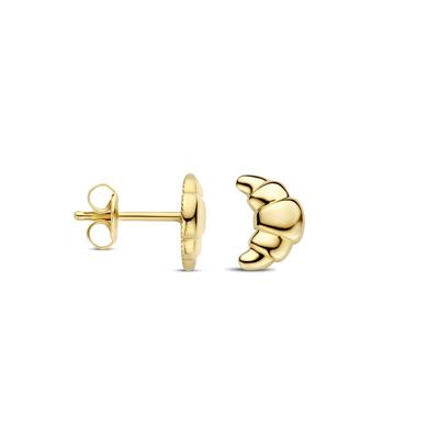 Unieke 14k Geelgouden Oorknoppen in Croissant Vorm - 8.5x6mm