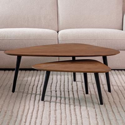 LABEL51 Organische Salontafel 'Rock' Mangohout, Set van 2 stuks, kleur Bruin