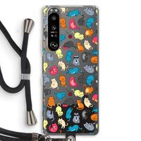 Kleurrijke katten: Sony Xperia 1 III Transparant Hoesje met koord