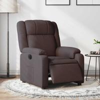 Fauteuil verstelbaar elektrisch stof donkerbruin