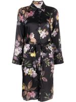 TWINSET robe-chemise ceinturée à fleurs - Noir