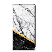 Samsung Galaxy S25 | Standcase | Marmer Wit Zwart - Origineel Cadeau Man