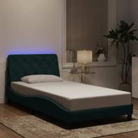 Bedframe met LED zonder matras fluweel donkergroen 100x200 cm