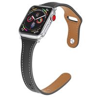 Apple Watch Ultra 2/Ultra/9/8/SE (2022)/7/SE/6/5/4/3/2/1 Premium lederen band - 45 mm/44 mm/42 mm - zwart - thumbnail