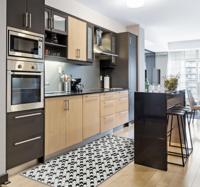 Zwart wit bistro vinyl vloerkleed keuken