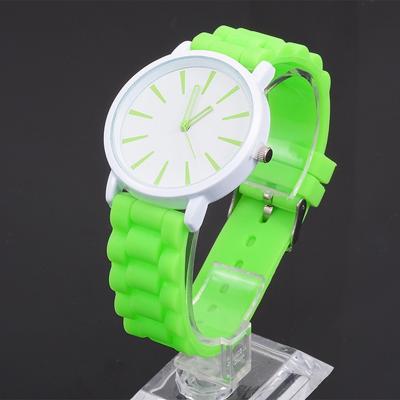 Eenvoudige stijl ronde Dial Jelly siliconen riem quartz horloge (groen)