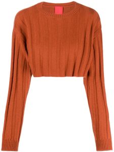 Cashmere In Love pull crop Remy en maille nervurée - Marron