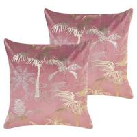 Beliani-CARANDAY-Sierkussen set van 2-Roze-45 x 45 cm-Fluweel