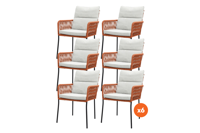 Set van 6 - Teresa dining tuinstoel Rope - Terra Set van 6 - Teresa dining tuinstoel Rope - Terra